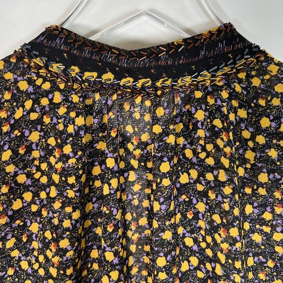 Free People Women's If I Had You Top M Floral Beaded Embellished Peplum Blouse - Picture 5 of 12